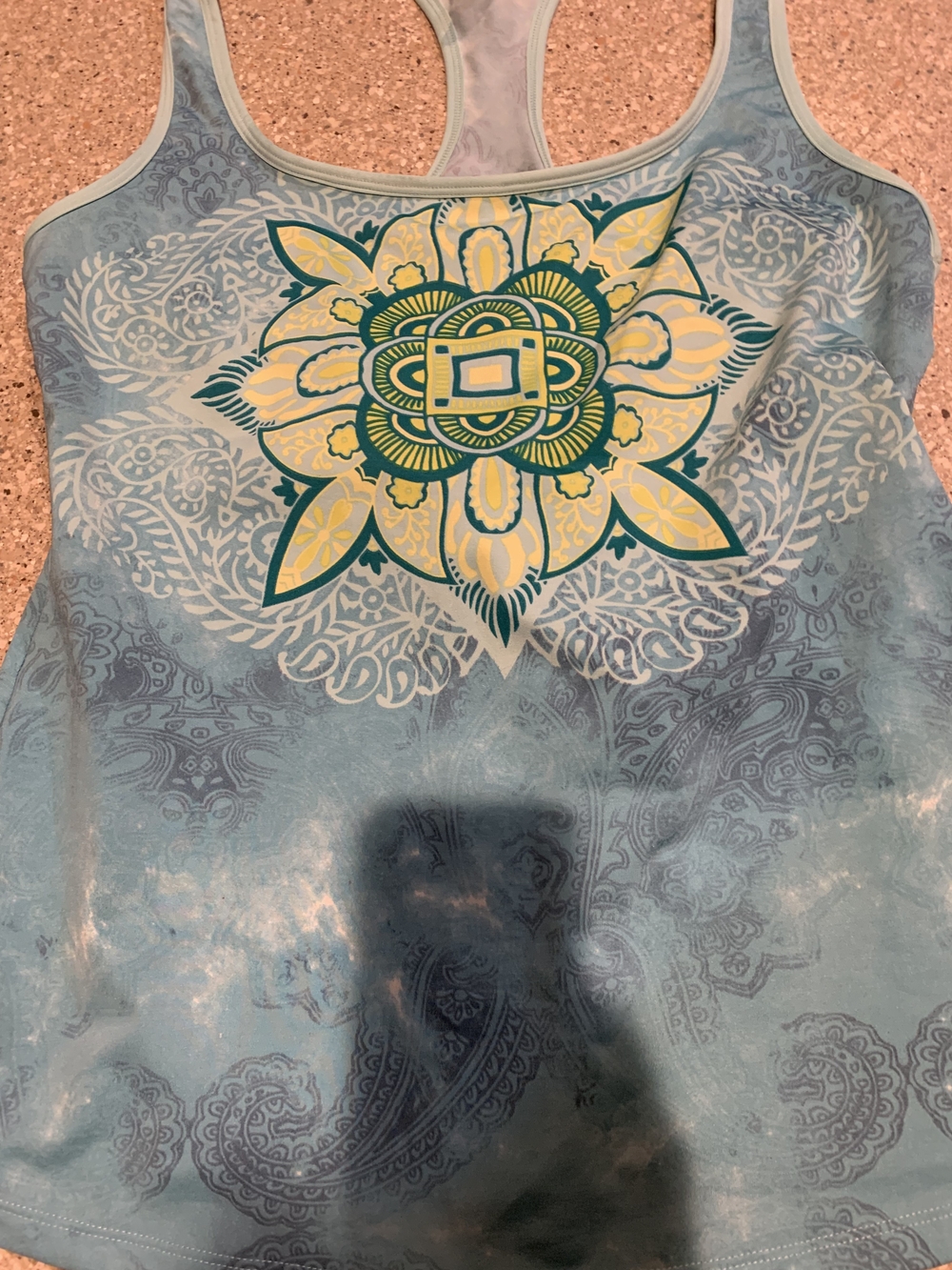 #635 "Mysterloso" Blue Floral Racerback Tank and Boardshort Set Top XL Shorts12 - Picture 7 of 13